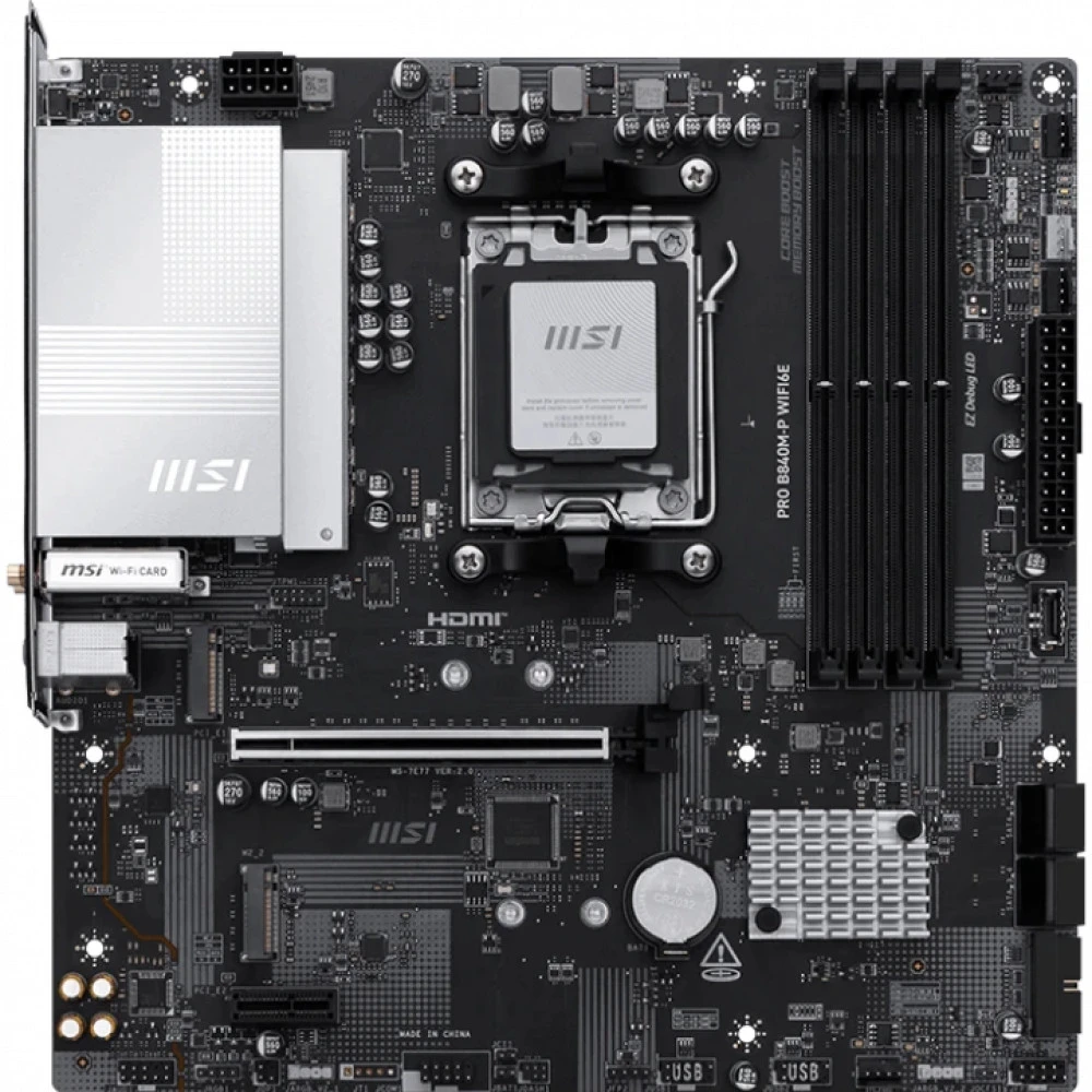 Материнская плата MSI PRO B840M-P WIFI6E Micro-ATX, AMD AM5