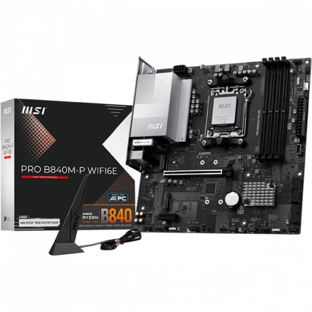 Материнская плата MSI PRO B840M-P WIFI6E Micro-ATX, AMD AM5