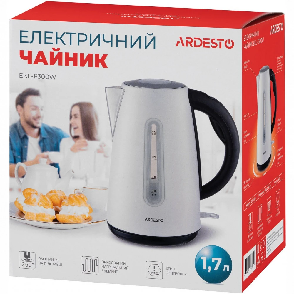 ARDESTO EKL-F300W белый Чайник, 1.7 л., 2150 Вт