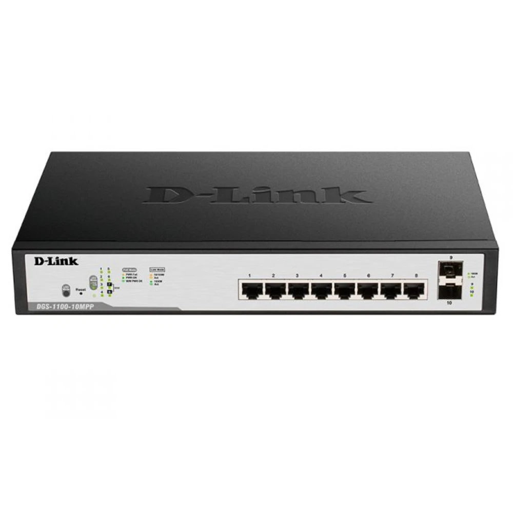 Коммутатор D-link DGS-1100-10MPP/C1A 32508 1000 Base-TX (1000 мбит/с), 2 SFP порта