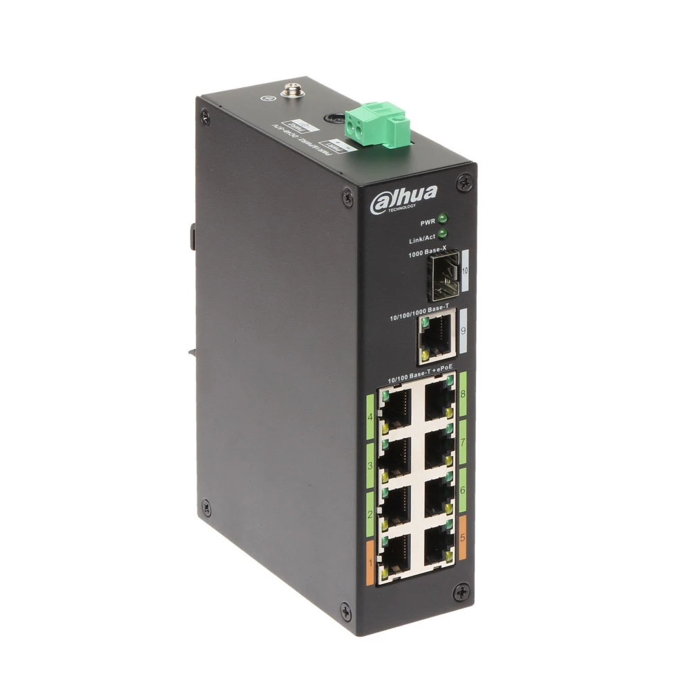 Коммутатор Dahua LR2110-8ET-120 DH-LR2110-8ET-120 1000 Base-TX (1000 мбит/с), 1 SFP порт