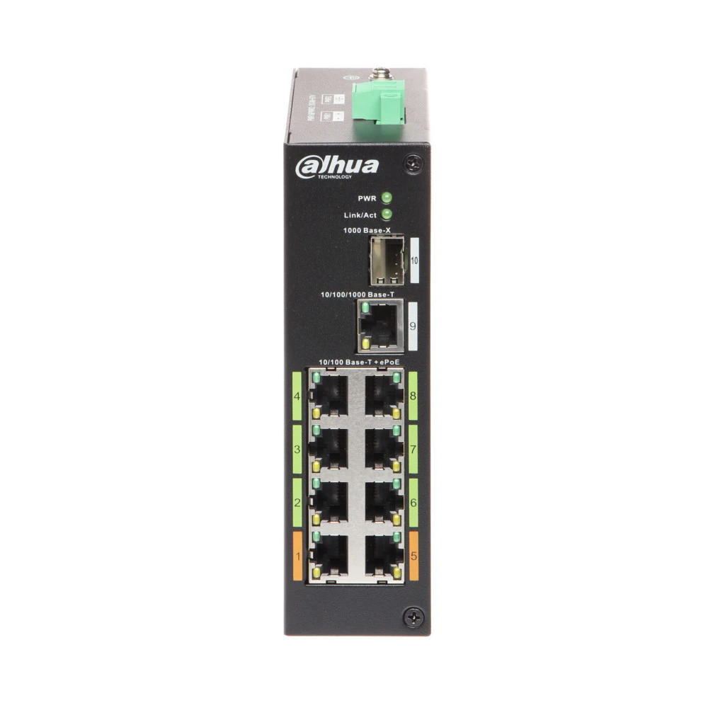 Коммутатор Dahua LR2110-8ET-120 DH-LR2110-8ET-120 1000 Base-TX (1000 мбит/с), 1 SFP порт