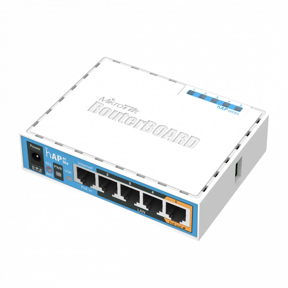 Маршрутизатор Mikrotik hAP ac lite RB952Ui-5ac2nD 10/100 Base-TX (100 мбит/с)