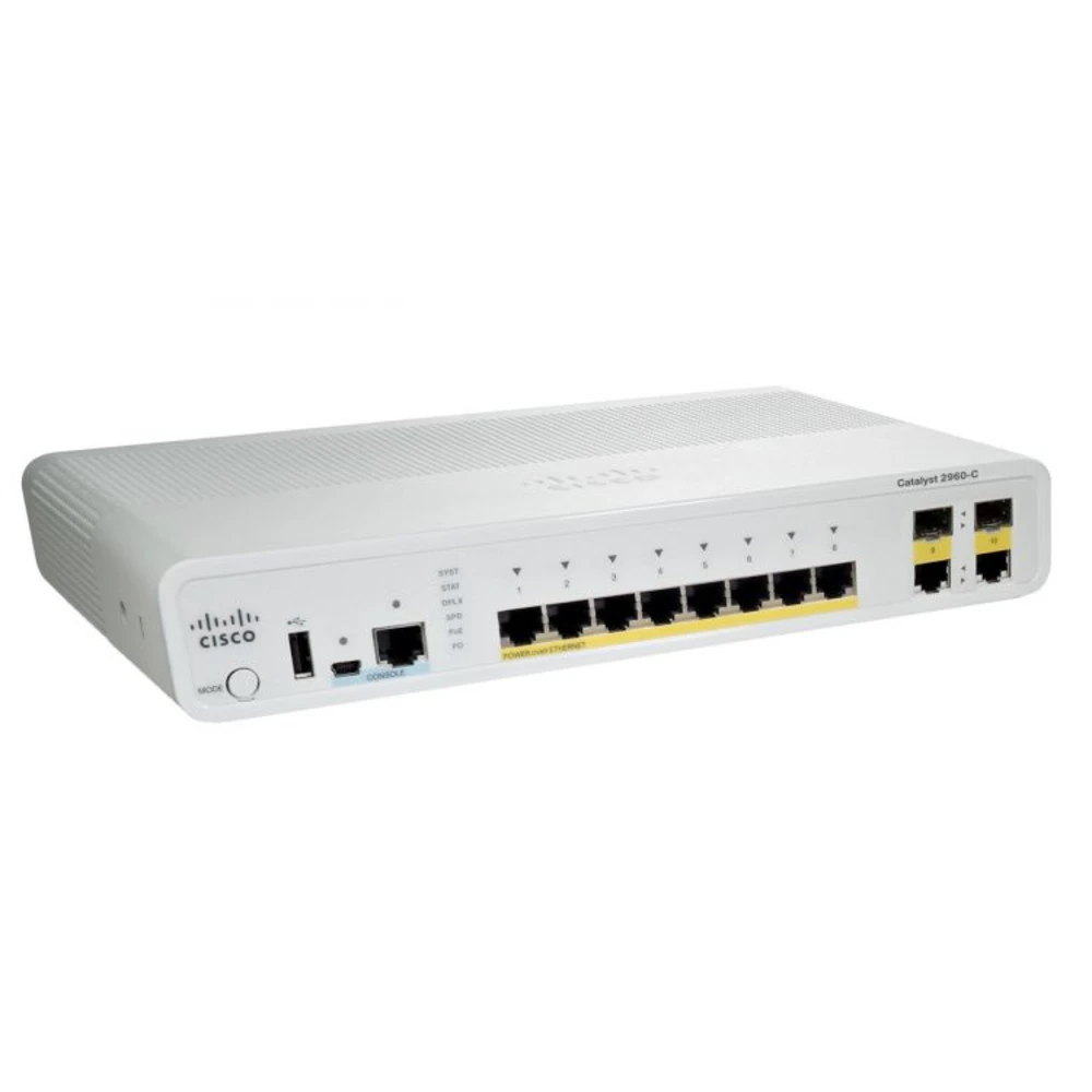 Коммутатор Cisco Catalyst 2960C WS-C2960C-8PC-L 100 Base-TX (100 мбит/с), 2 SFP порта