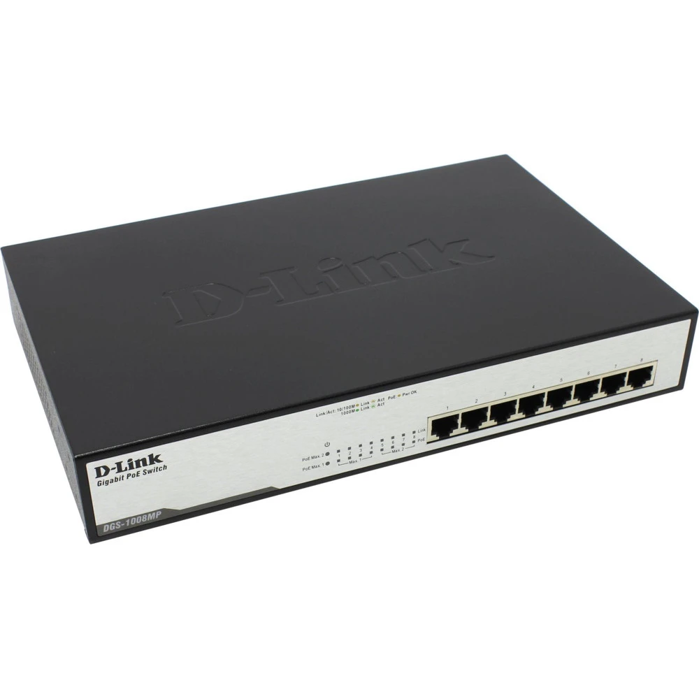 Коммутатор D-link DGS-1008MP/B1A 1000 Base-TX (1000 мбит/с)