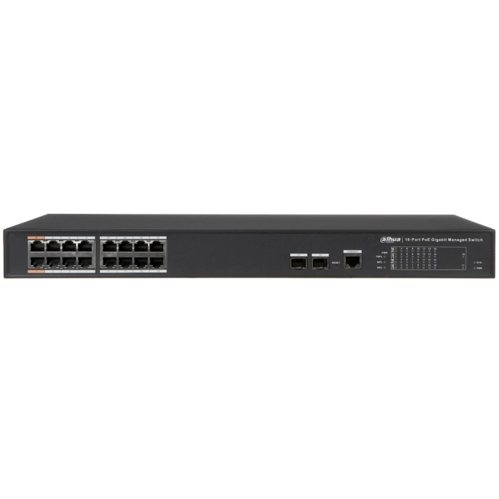 Коммутатор Dahua DH-PFS4218-16GT-190 1000 Base-TX (1000 мбит/с), 2 SFP порта
