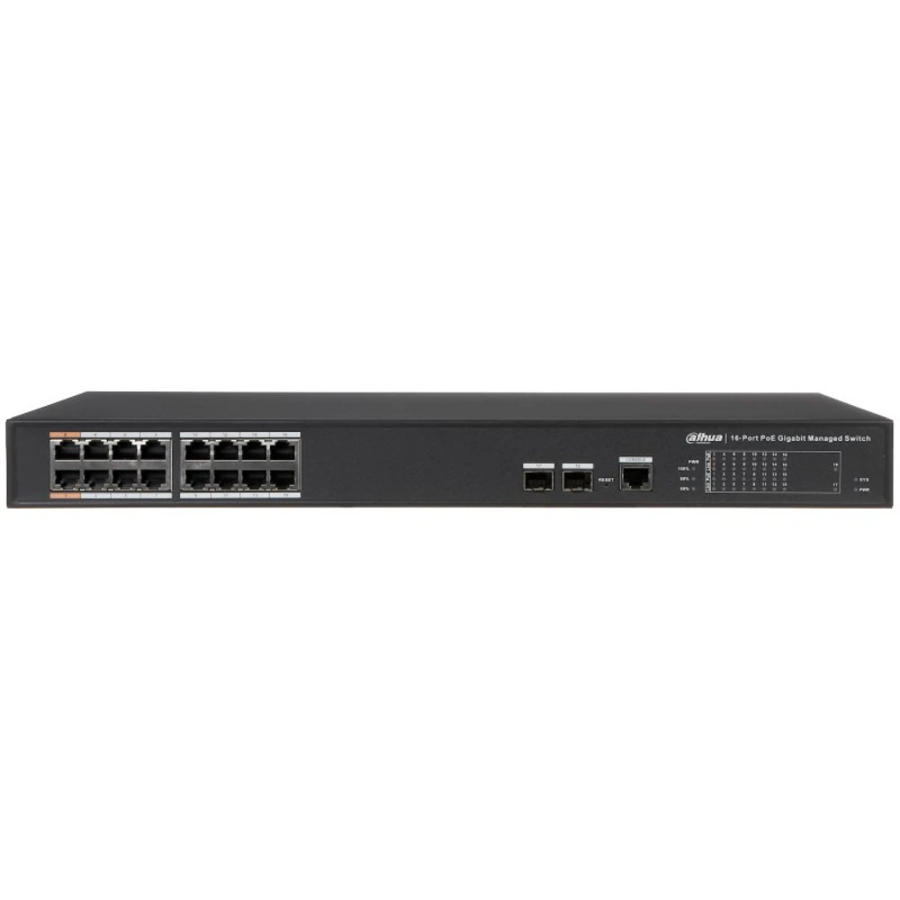 Коммутатор Dahua DH-PFS4218-16GT-240 1000 Base-TX (1000 мбит/с), 2 SFP порта