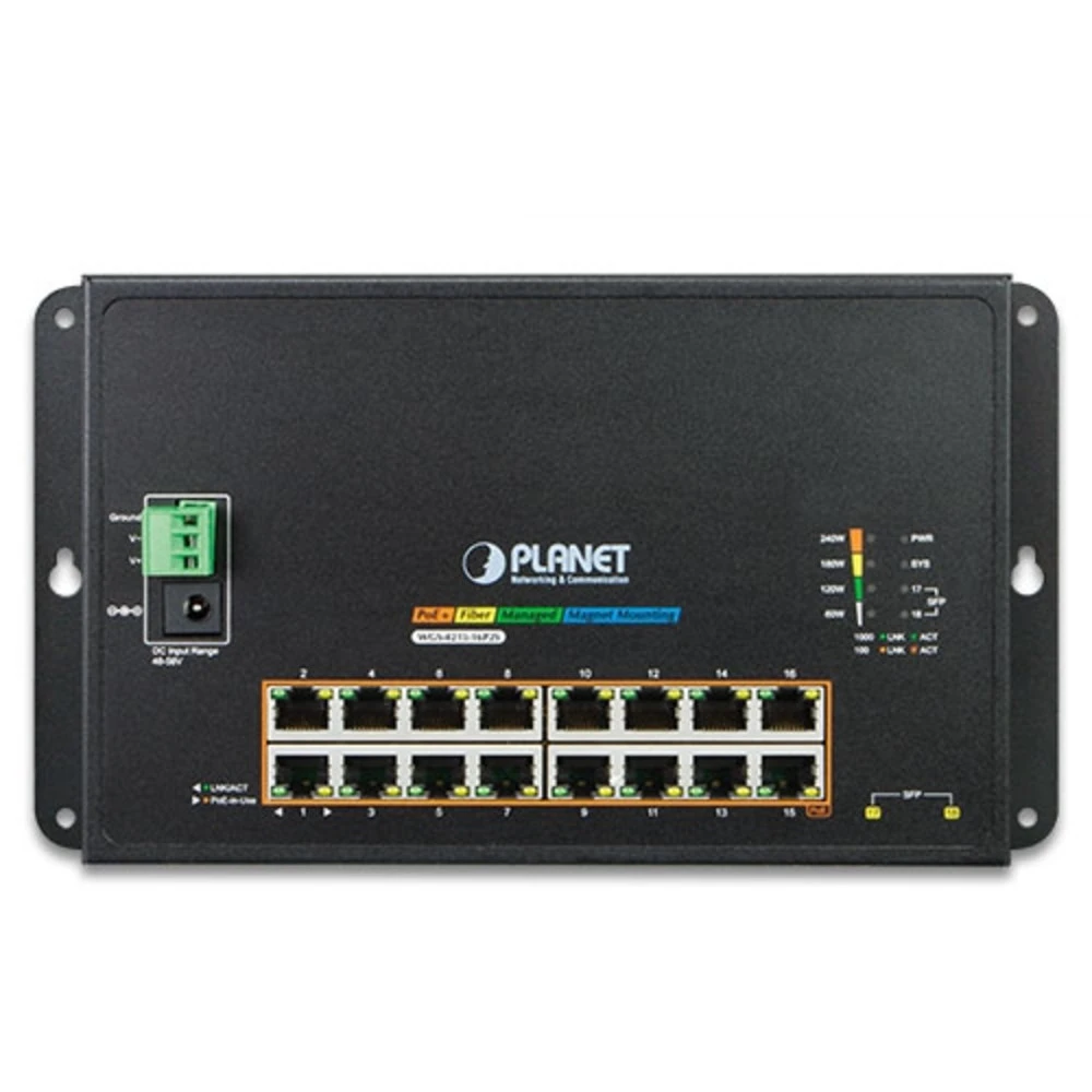 Коммутатор Planet WGS-4215-16P2S 1000 Base-TX (1000 мбит/с), 2 SFP порта
