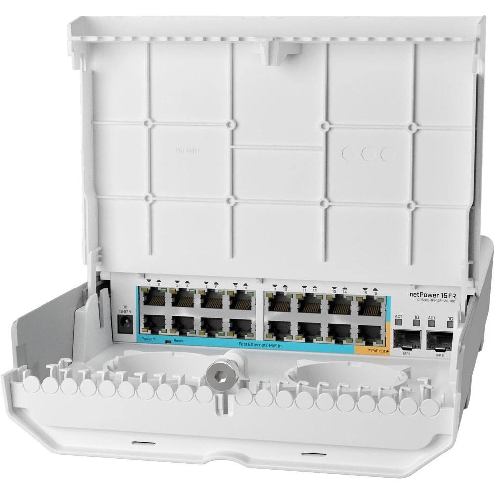 Коммутатор Mikrotik netPower 15FR CRS318-1Fi-15Fr-2S-OUT 100 Base-TX (100 мбит/с), 2 SFP порта
