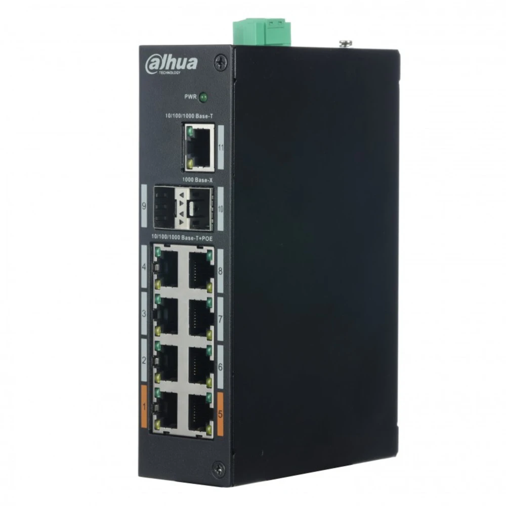 Коммутатор Dahua DH-PFS3211-8GT-120 1000 Base-TX (1000 мбит/с), 2 SFP порта