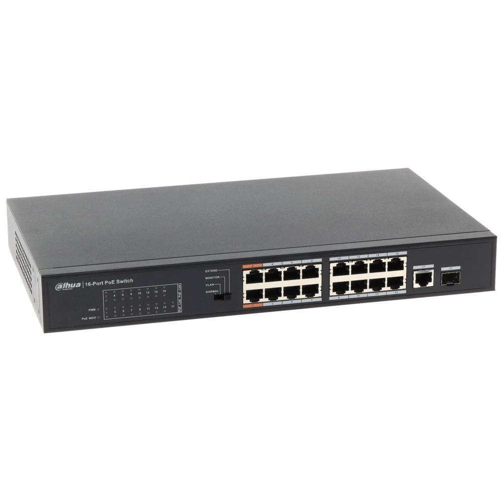 Коммутатор Dahua DH-PFS3117-16ET-135 100 Base-TX (100 мбит/с), 1 SFP порт