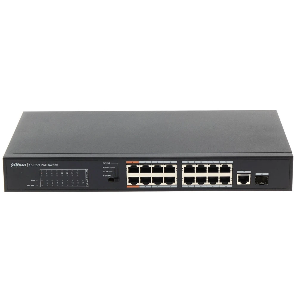 Коммутатор Dahua DH-PFS3117-16ET-135 100 Base-TX (100 мбит/с), 1 SFP порт