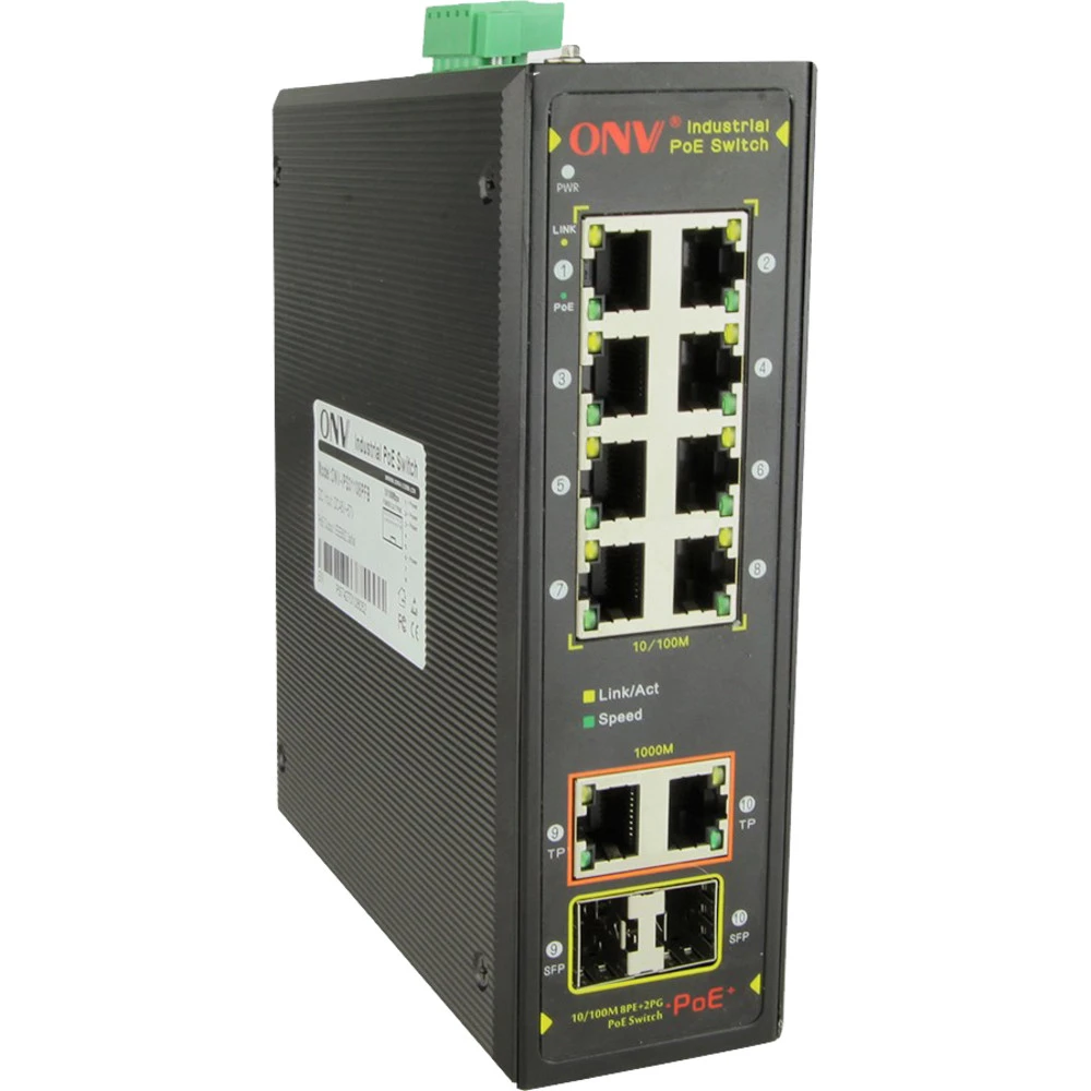 Коммутатор ONV IPS31108PFB 100 Base-TX (100 мбит/с), 2 SFP порта
