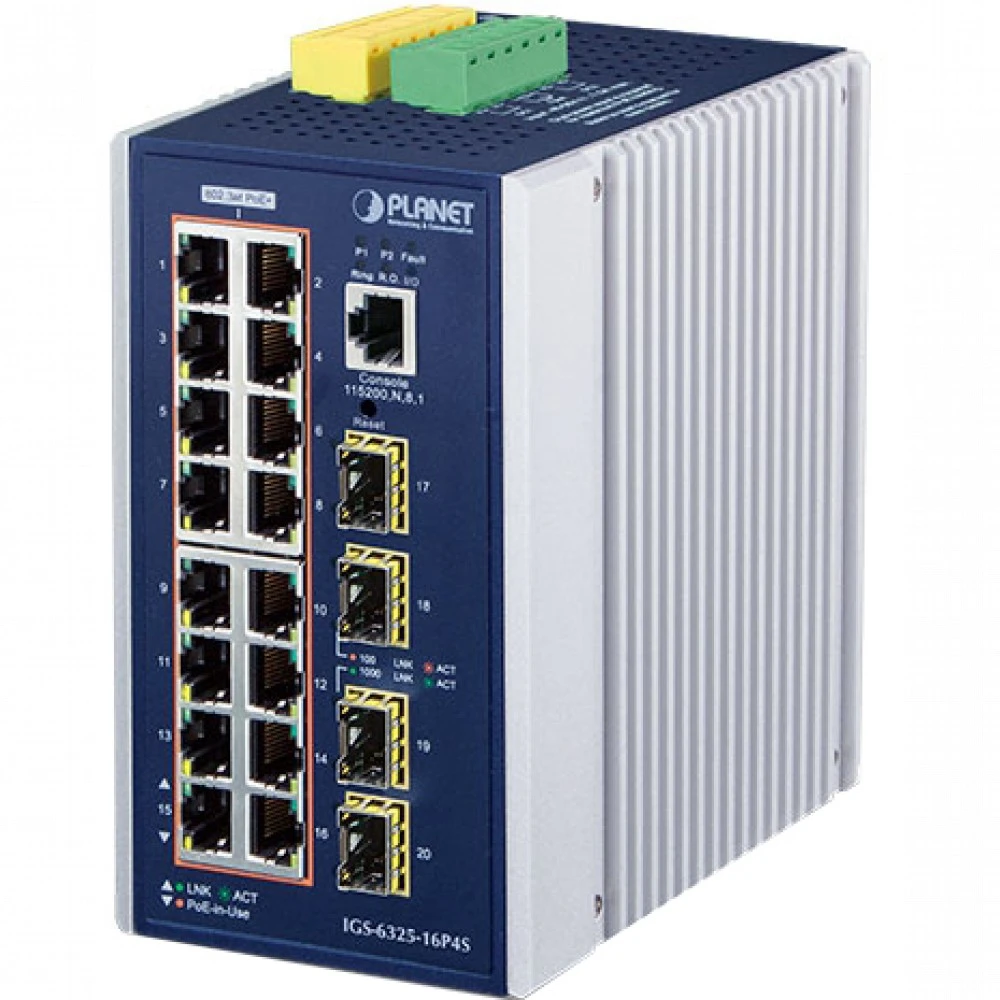 Коммутатор Planet IGS-6325-16P4S 1000 Base-TX (1000 мбит/с), 4 SFP порта