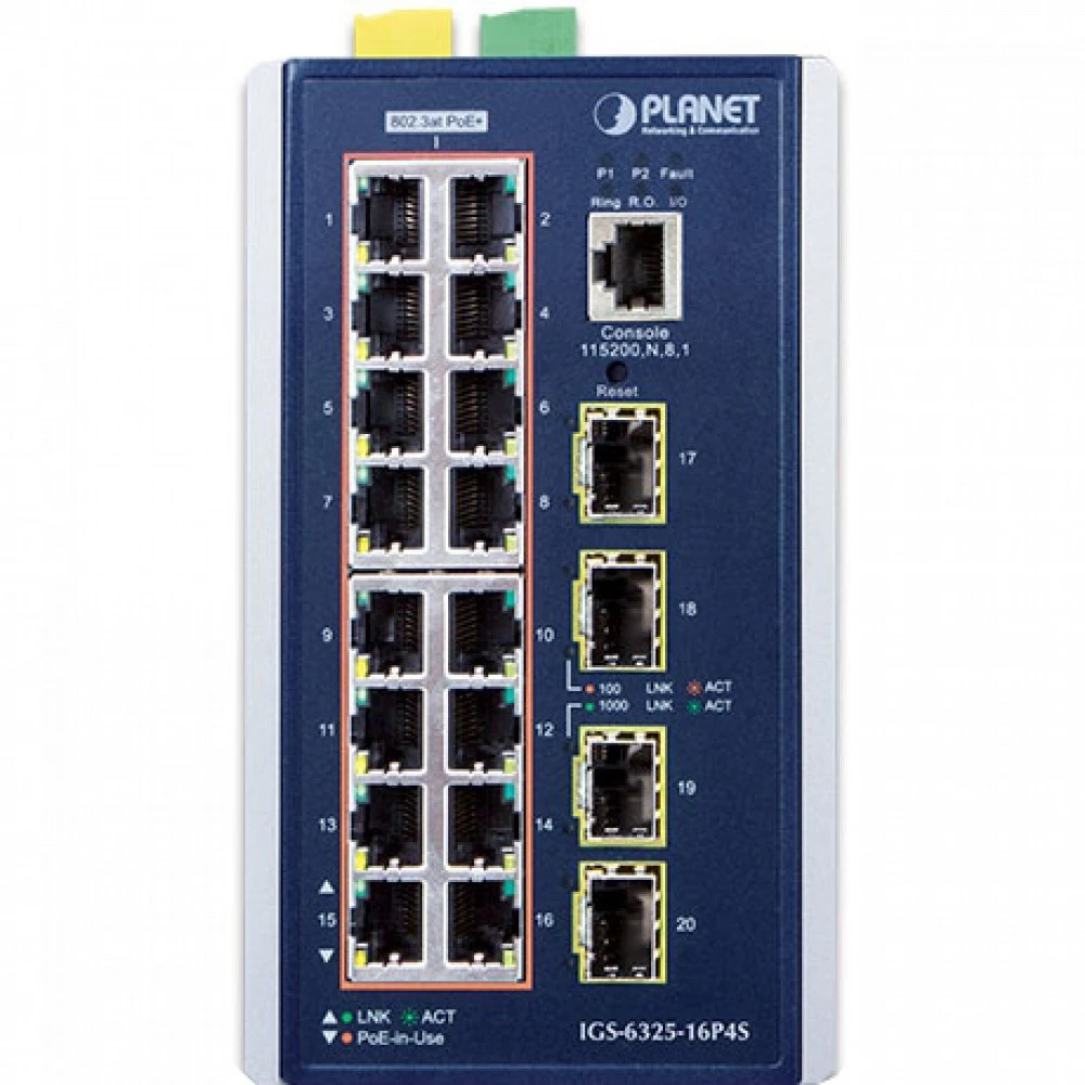 Коммутатор Planet IGS-6325-16P4S 1000 Base-TX (1000 мбит/с), 4 SFP порта