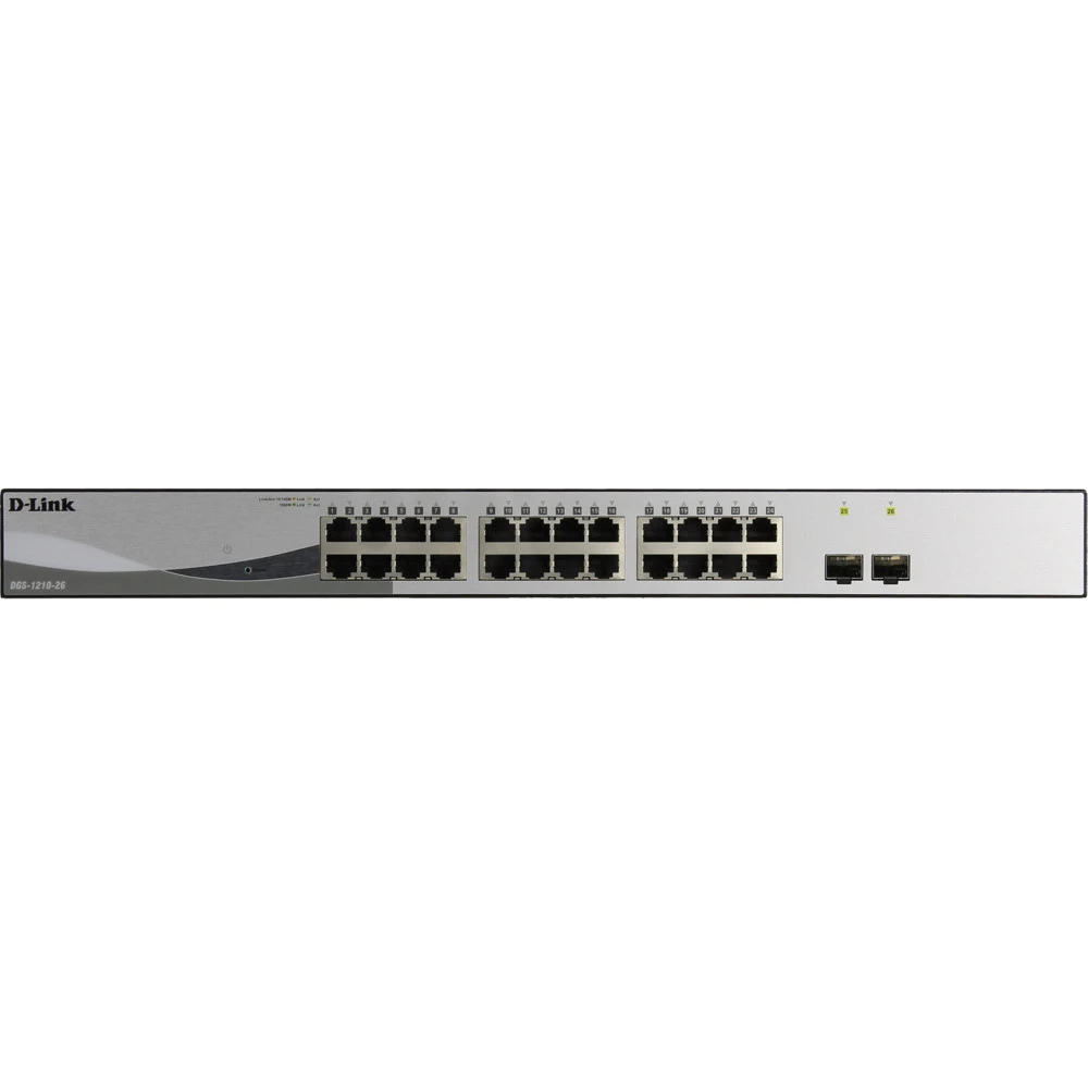 Коммутатор D-link DGS-1210-26/F 1000 Base-TX (1000 мбит/с), 2 SFP порта