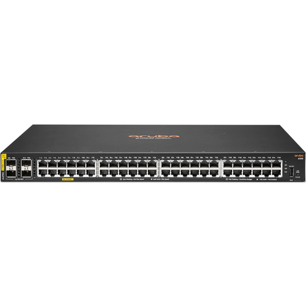 Коммутатор HPE CX 6100 48G Class4 PoE 4SFP+ 370W Switch JL675A 1000 Base-TX (1000 мбит/с), 4 SFP порта