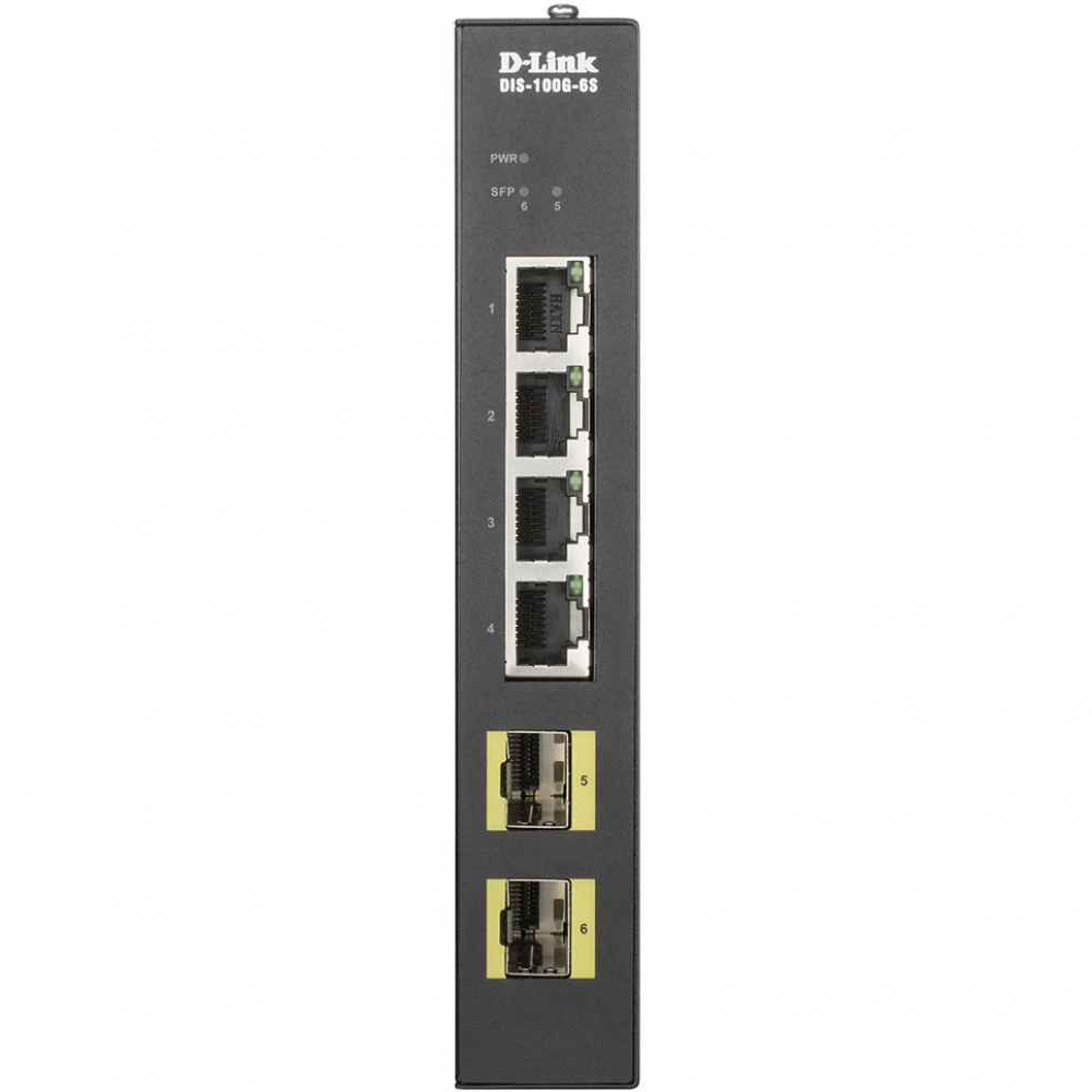 Коммутатор D-link DIS-100G-6S/A 1000 Base-TX (1000 мбит/с), 2 SFP порта