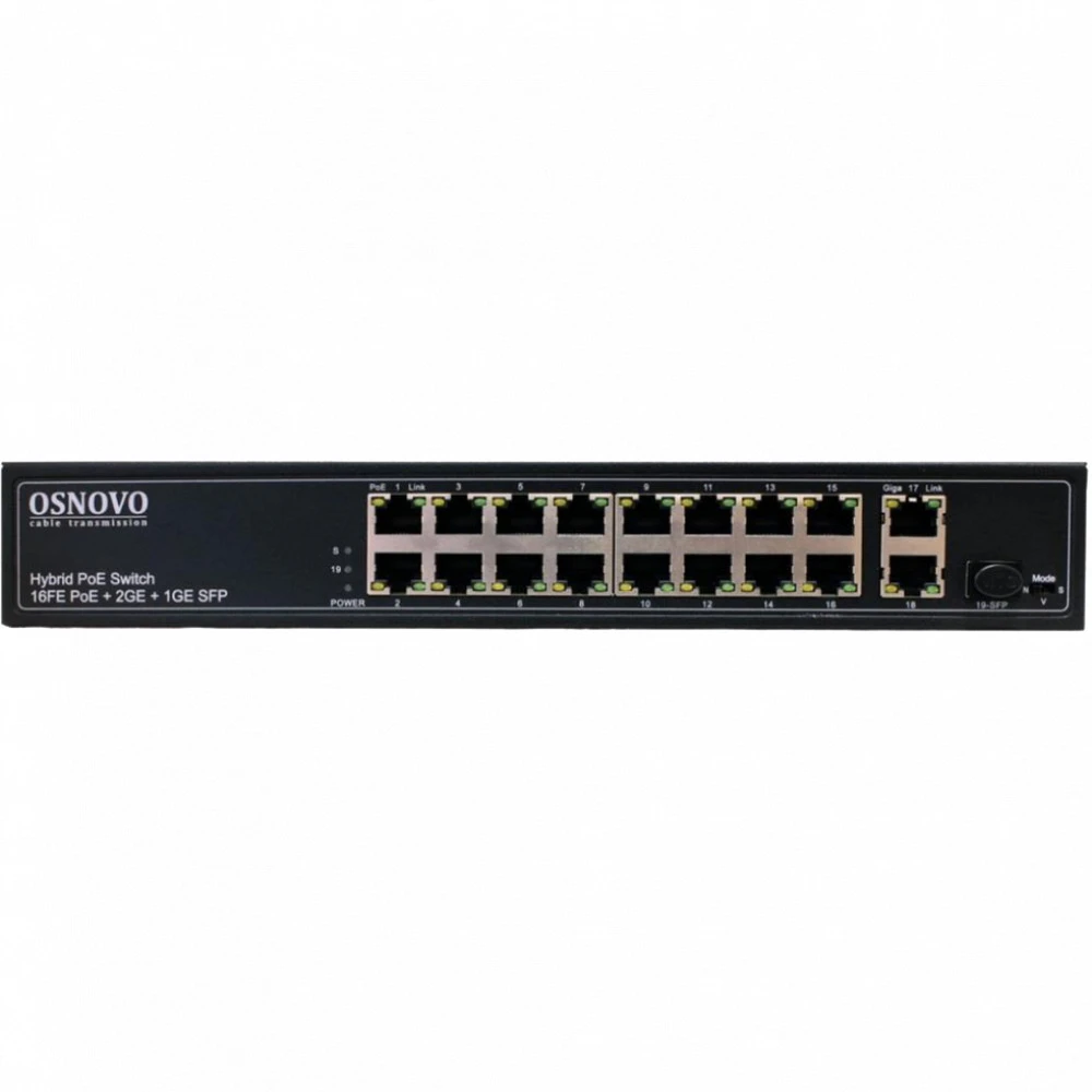 Коммутатор OSNOVO PoE коммутатор FE SW-61621(300W) 100 Base-TX (100 мбит/с), 1 SFP порт