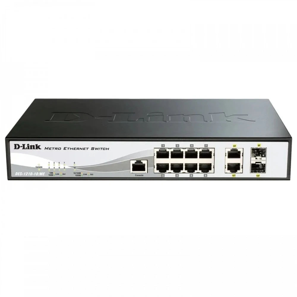 Коммутатор D-link DGS-1210-10/ME/B2A 100 Base-TX (100 мбит/с), 2 SFP порта