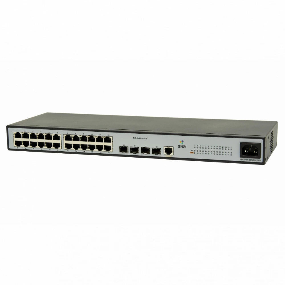 Коммутатор SNR Управляемый гигабитный POE SNR-S2982G-24T-POE-E 1000 Base-TX (1000 мбит/с), 4 SFP порта