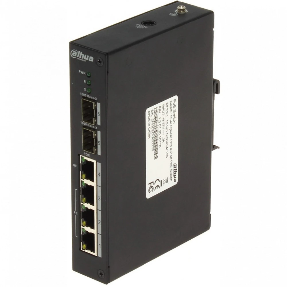 Коммутатор Dahua DH-PFS3206-4P-96 100 Base-TX (100 мбит/с), 2 SFP порта