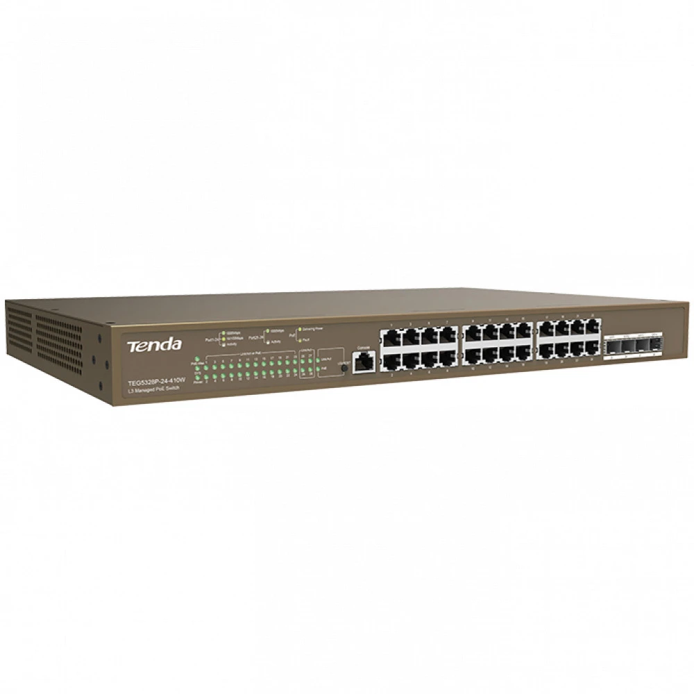 Коммутатор TENDA TEG5328P-24-410W 1000 Base-TX (1000 мбит/с), 4 SFP порта