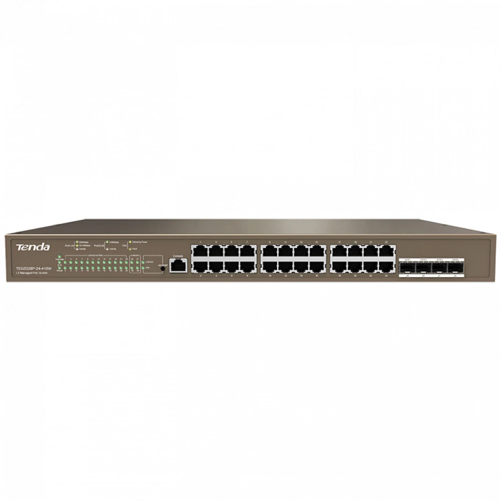 Коммутатор TENDA TEG5328P-24-410W 1000 Base-TX (1000 мбит/с), 4 SFP порта