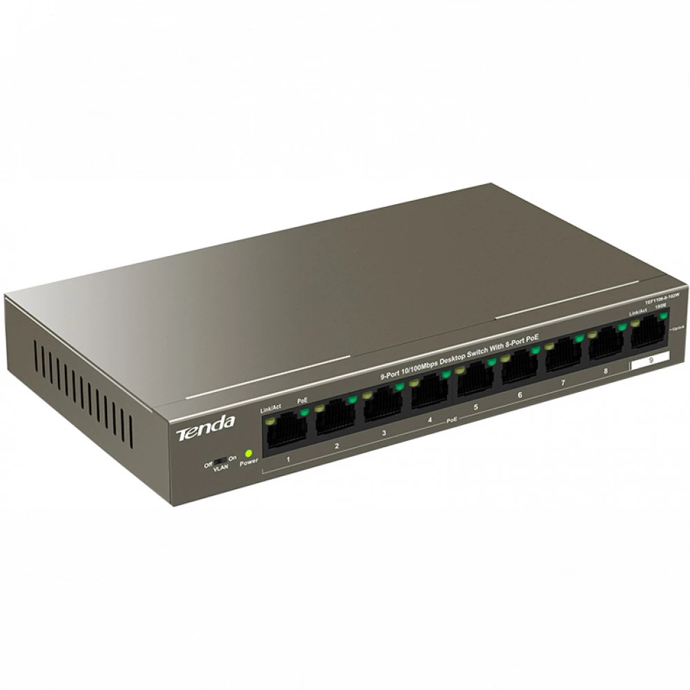 Коммутатор TENDA TEF1109P-8-102W 100 Base-TX (100 мбит/с)