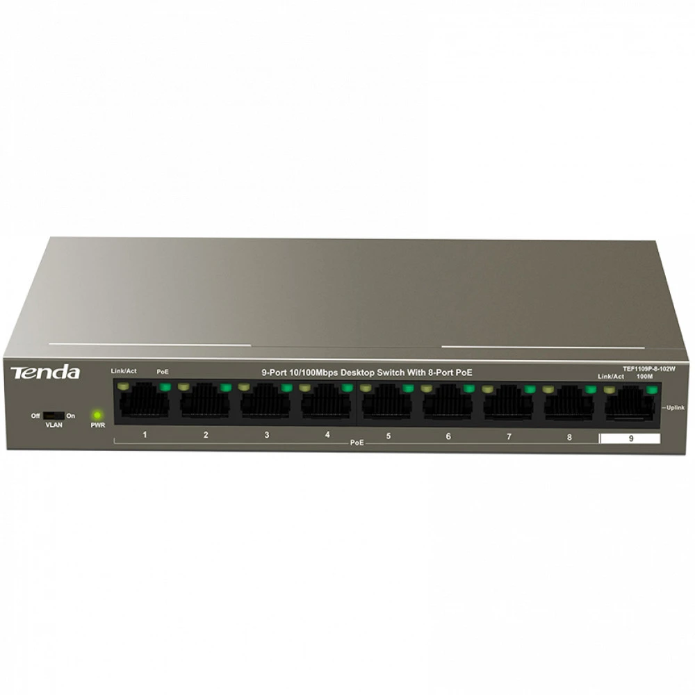 Коммутатор TENDA TEF1109P-8-102W 100 Base-TX (100 мбит/с)