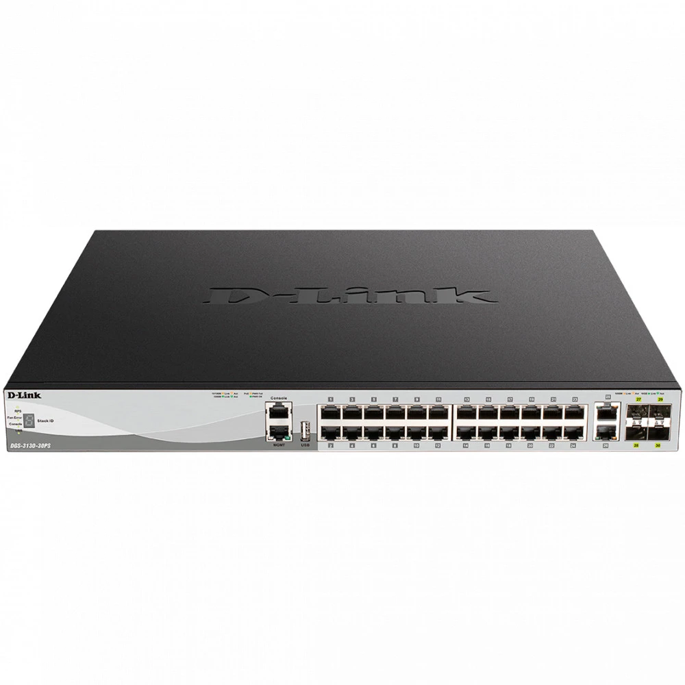 Коммутатор D-link DGS-3130-30PS/B1A 1000 Base-TX (1000 мбит/с), 4 SFP порта