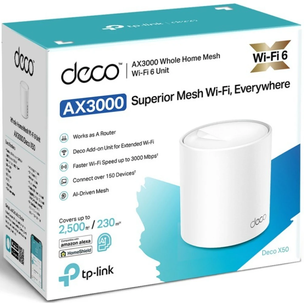 Маршрутизатор для дома TP-Link AX3000 Whole Home Mesh Wi-Fi 6 DECO X50(1-PACK)