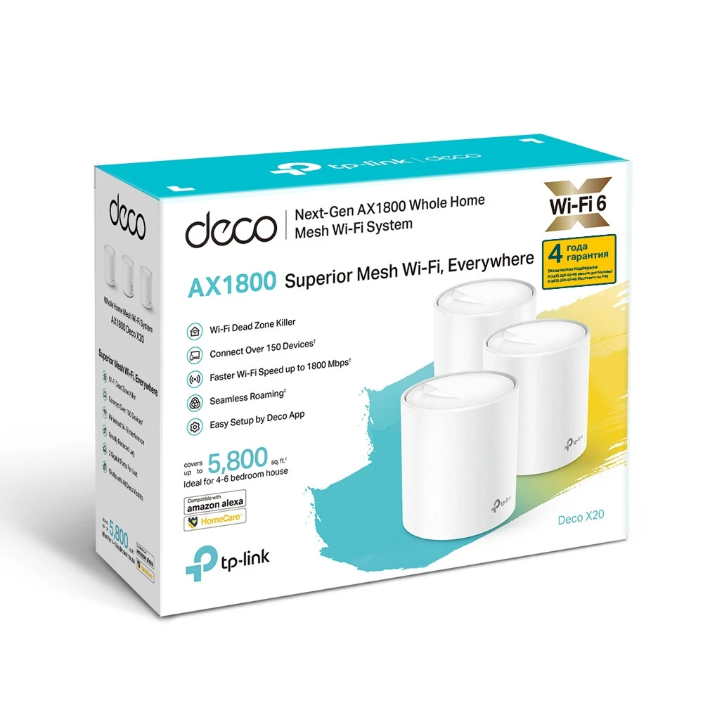 Маршрутизатор для дома TP-Link AX1800 Whole Home Mesh Wi-Fi 6 Unit DECO X20(1-PACK)