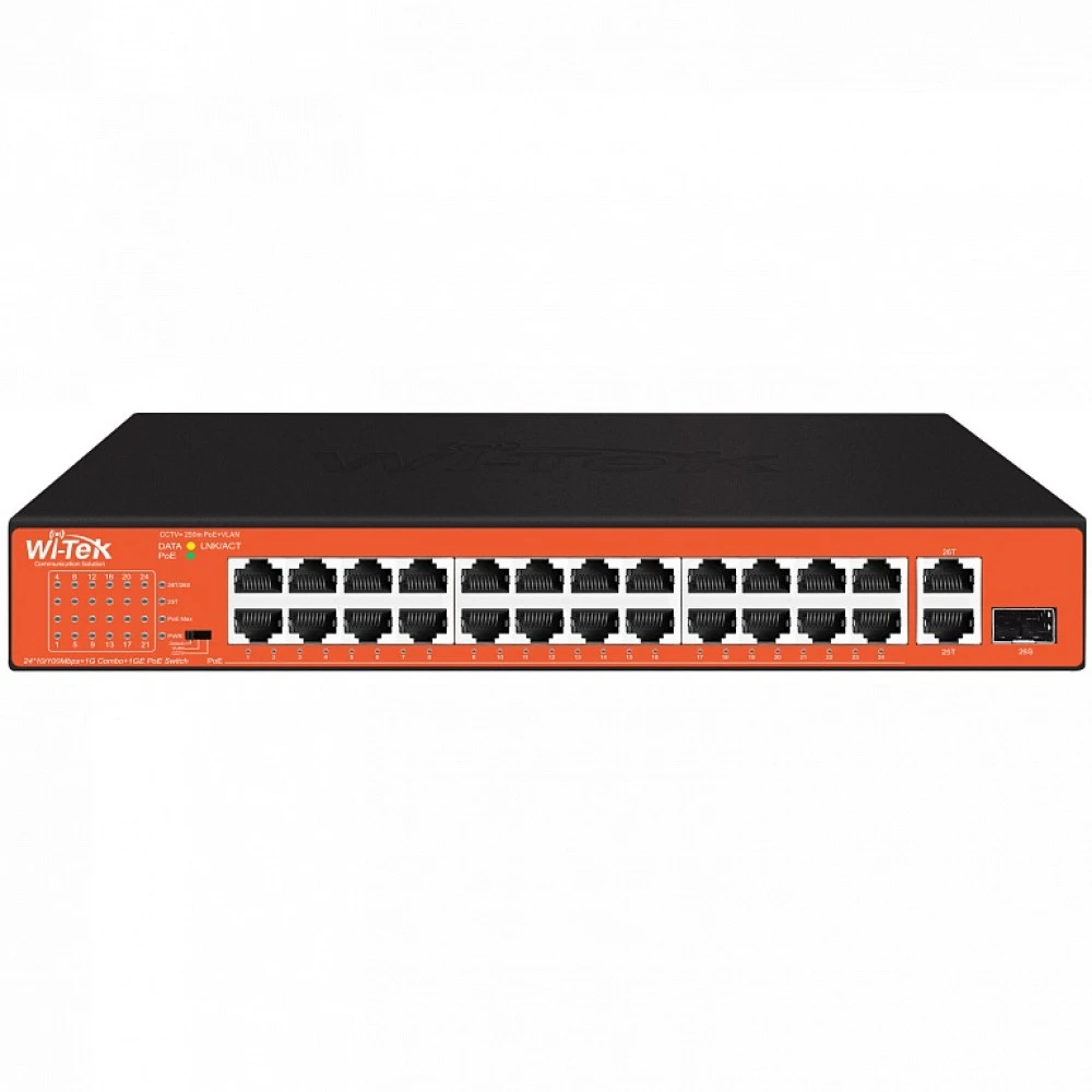 Коммутатор Wi-Tek WI-PS526GH 100 Base-TX (100 мбит/с), 1 SFP порт