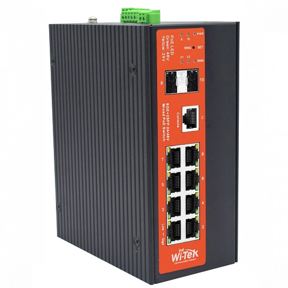 Коммутатор Wi-Tek WI-PMS310GF-Alien-I 1000 Base-TX (1000 мбит/с), 2 SFP порта