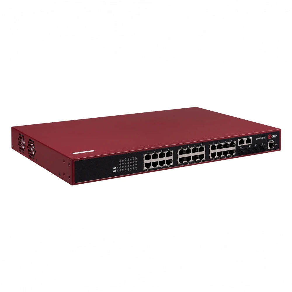 Коммутатор QTECH Управляемый уровня L2 с поддержкой PoE QSW-4610-28T-POE-AC rev.2C 1000 Base-TX (1000 мбит/с), 2 SFP порта