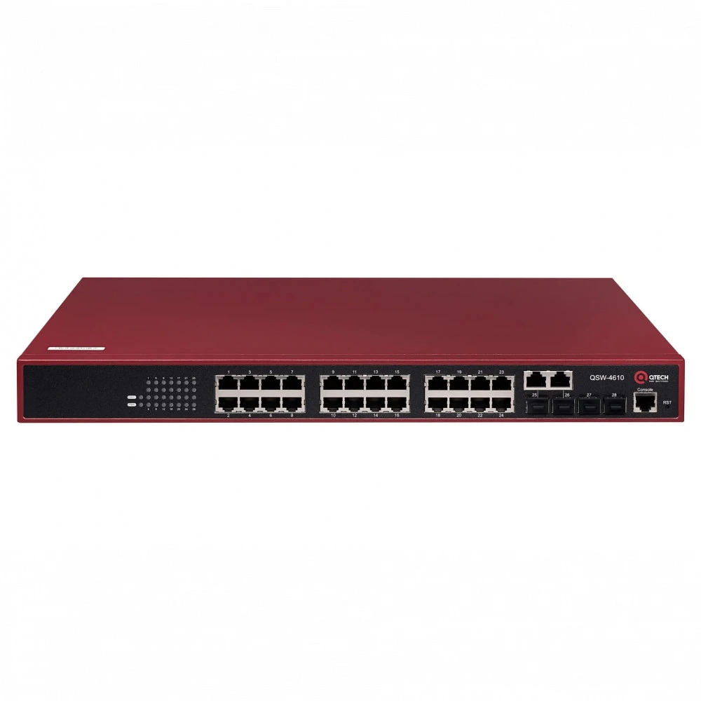 Коммутатор QTECH Управляемый уровня L2 с поддержкой PoE QSW-4610-28T-POE-AC rev.2C 1000 Base-TX (1000 мбит/с), 2 SFP порта