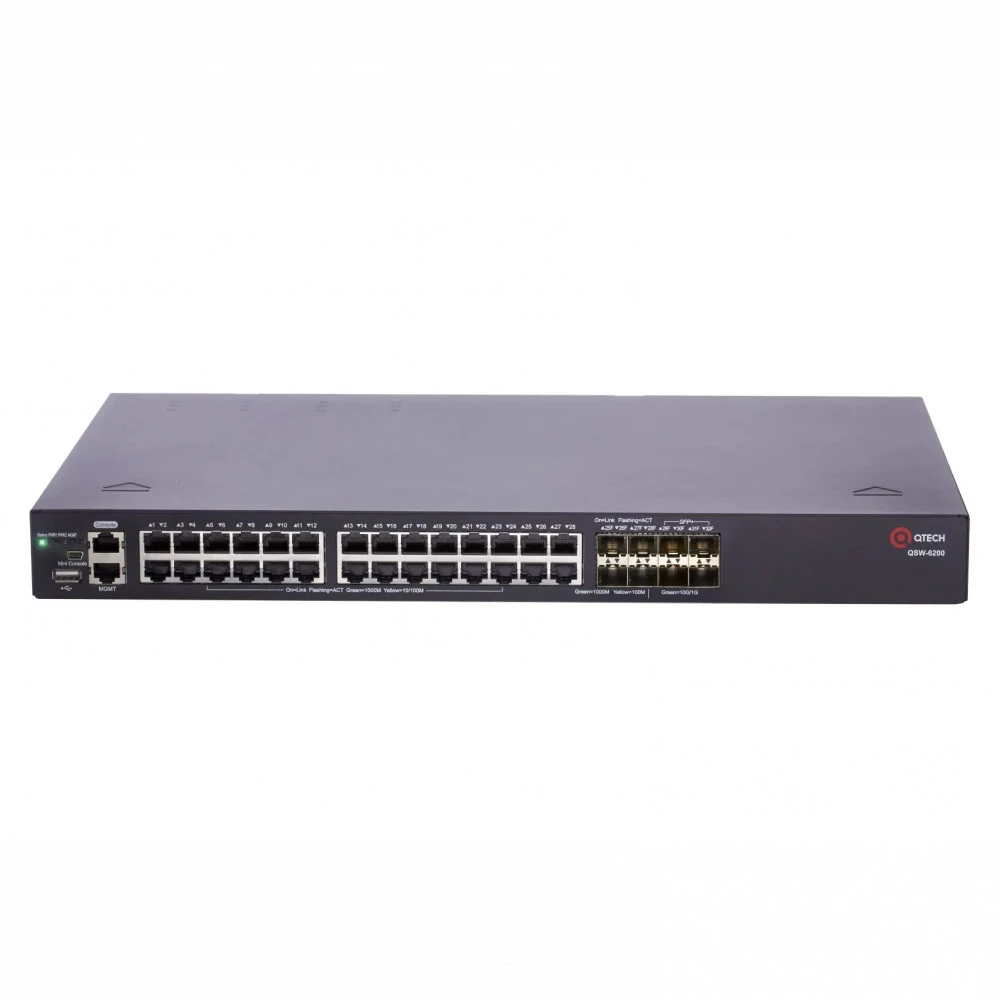 Коммутатор QTECH QSW-6200-32T 1000 Base-TX (1000 мбит/с), 4 SFP порта