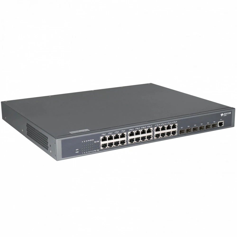 Коммутатор BDCOM S3900-24T6X 1000 Base-T (1000 мбит/с), 6 SFP портов