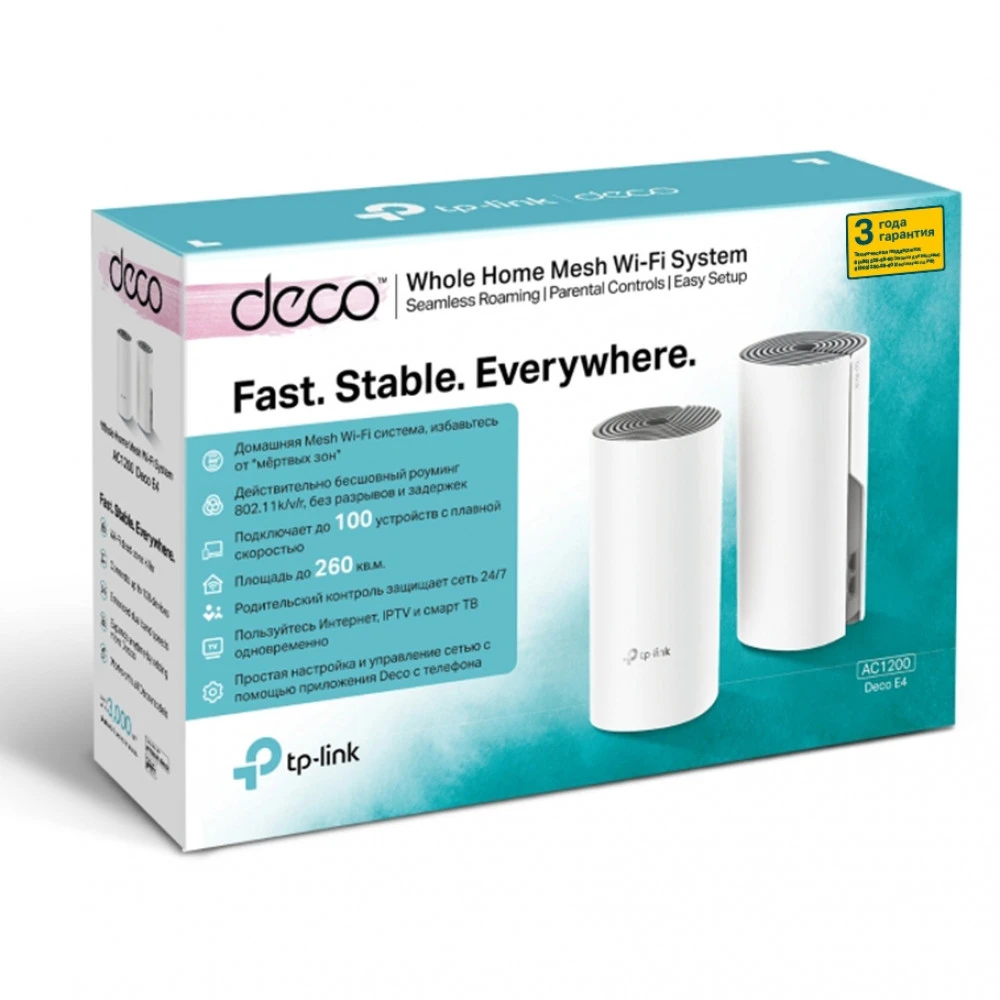 Маршрутизатор для дома TP-Link (SOHO) Deco E4 (2 устройства) Deco E4 (2-Pack)(RU)