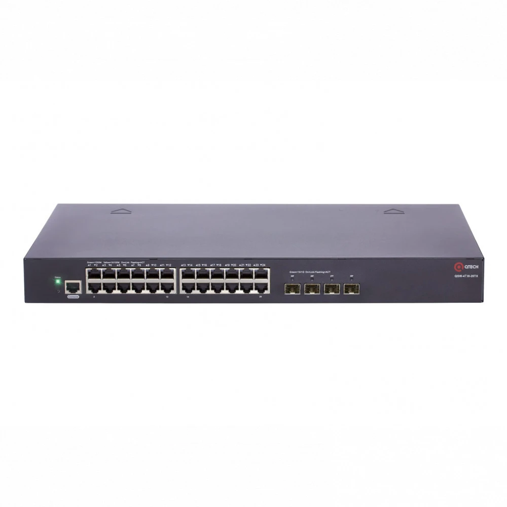 Коммутатор QTECH Управляемый стекируемый уровня L3 QSW-4700-28TX-POE 1000 Base-TX (1000 мбит/с), 4 SFP порта