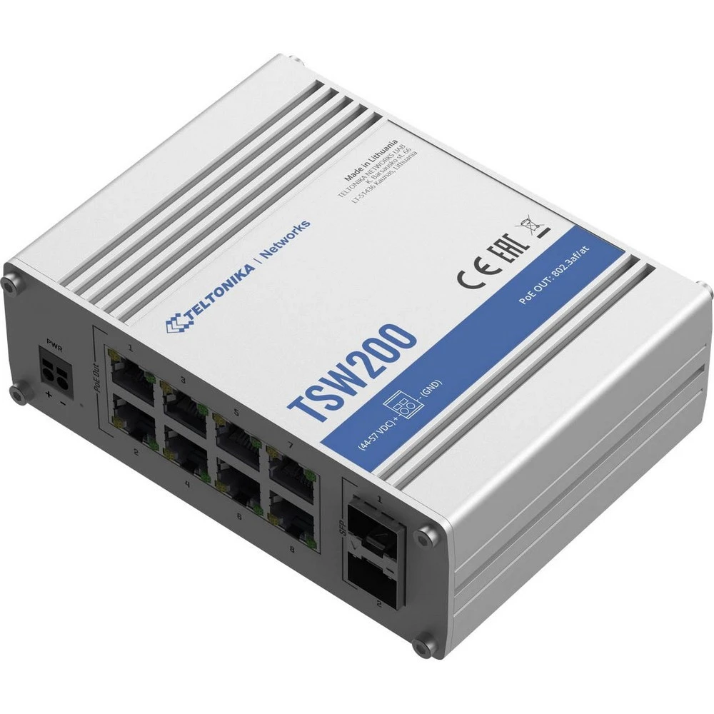 Коммутатор TELTONIKA TSW200 TSW200000010 1000 Base-TX (1000 мбит/с), 2 SFP порта