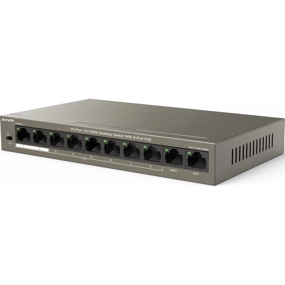 Коммутатор TENDA TEF1110P-8-63W 100 Base-TX (100 мбит/с)