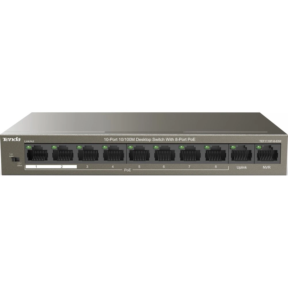 Коммутатор TENDA TEF1110P-8-63W 100 Base-TX (100 мбит/с)