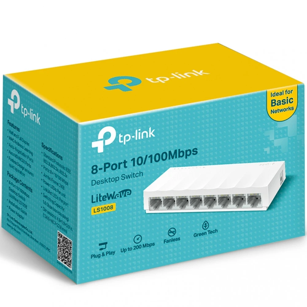 Коммутатор TP-Link (SOHO) LS1008(UN) V1.0/2.0 100 Base-TX (100 мбит/с)