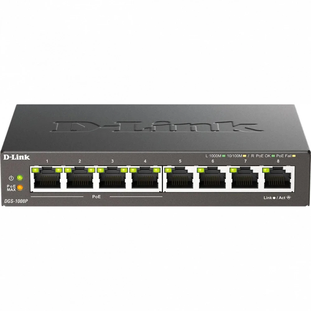 Коммутатор D-link DGS-1008P/F3A 1000 Base-T (1000 мбит/с)