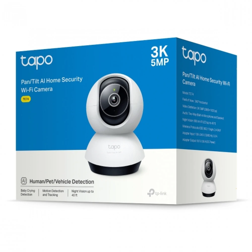IP видеокамера TP-Link Tapo TC74 TC74(EU) PTZ-поворотная, Внутренней установки, WiFi, 4 мм, 1/3", 5 Мп ~ 2880×1620