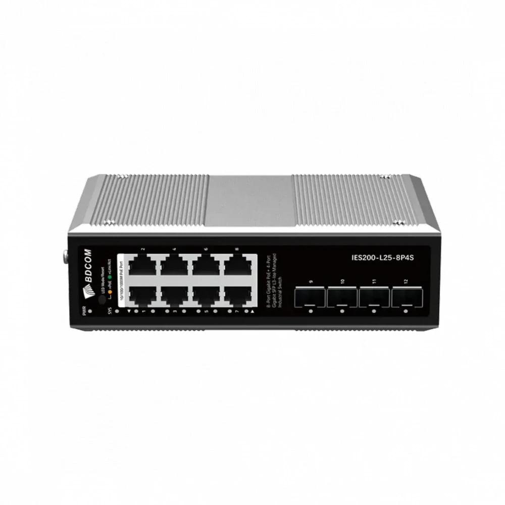 Коммутатор BDCOM IES200-L25-8P4S 1000 Base-T (1000 мбит/с), 4 SFP порта