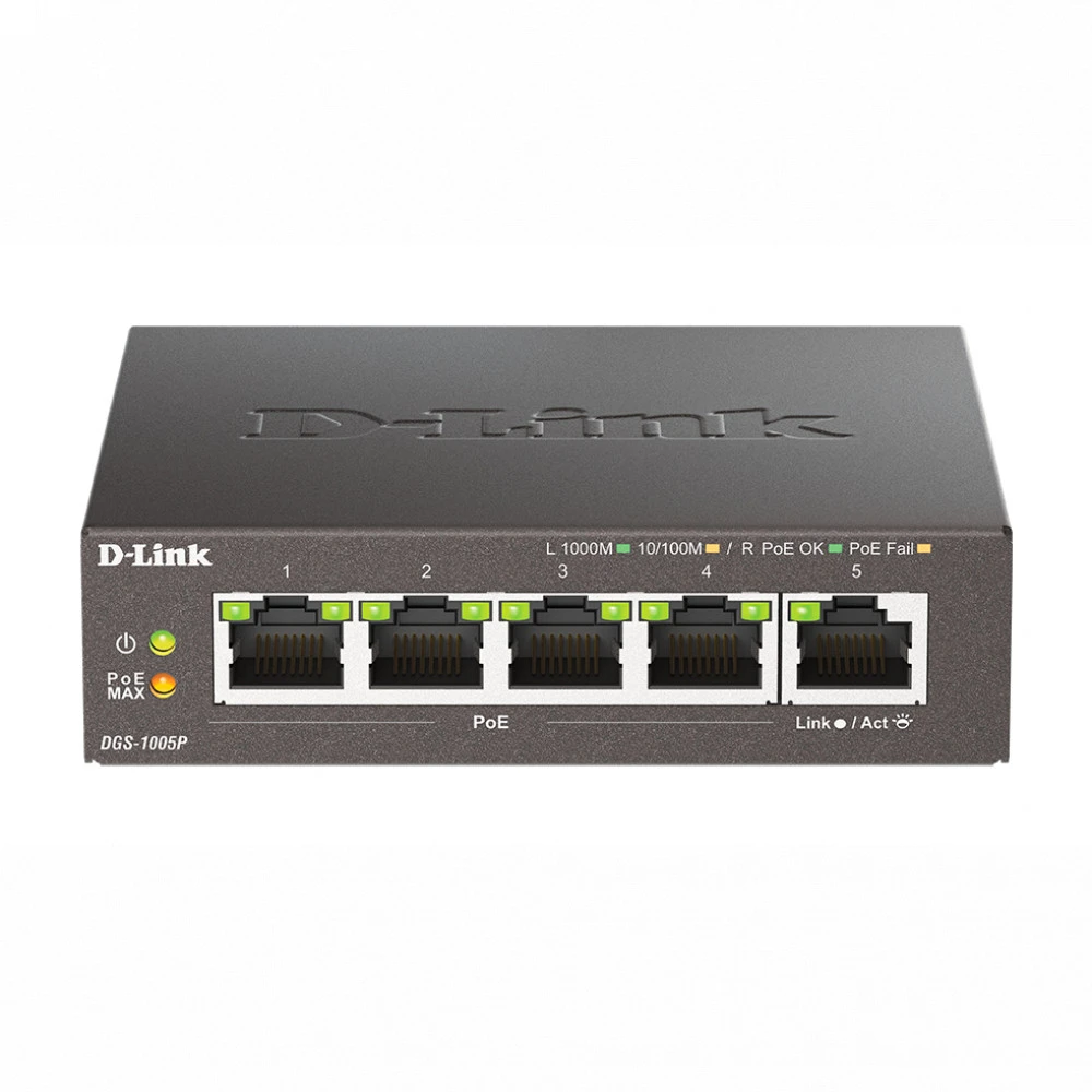 Коммутатор D-link DGS-1005P/B3A 1000 Base-T (1000 мбит/с)