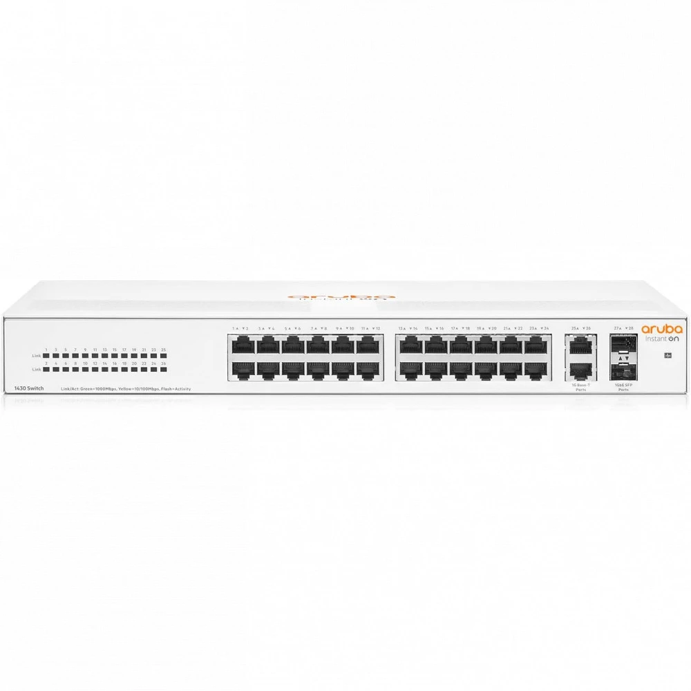 Коммутатор HPE Aruba Instant On 1430 26G 2SFP Switch R8R50A 1000 Base-TX (1000 мбит/с), 2 SFP порта